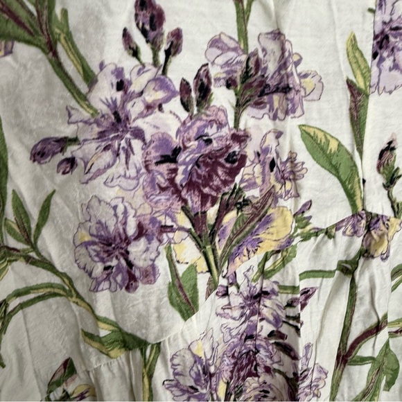 H&M Off White Lavender Floral Trapeze Dress - Picture 3 of 8